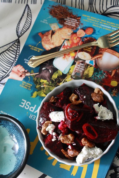 Roasted beet and goat cheese salad