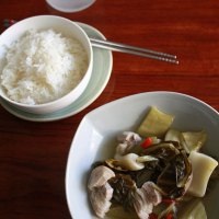 Vietnamese pork belly and pickled mustard greens canh/soup